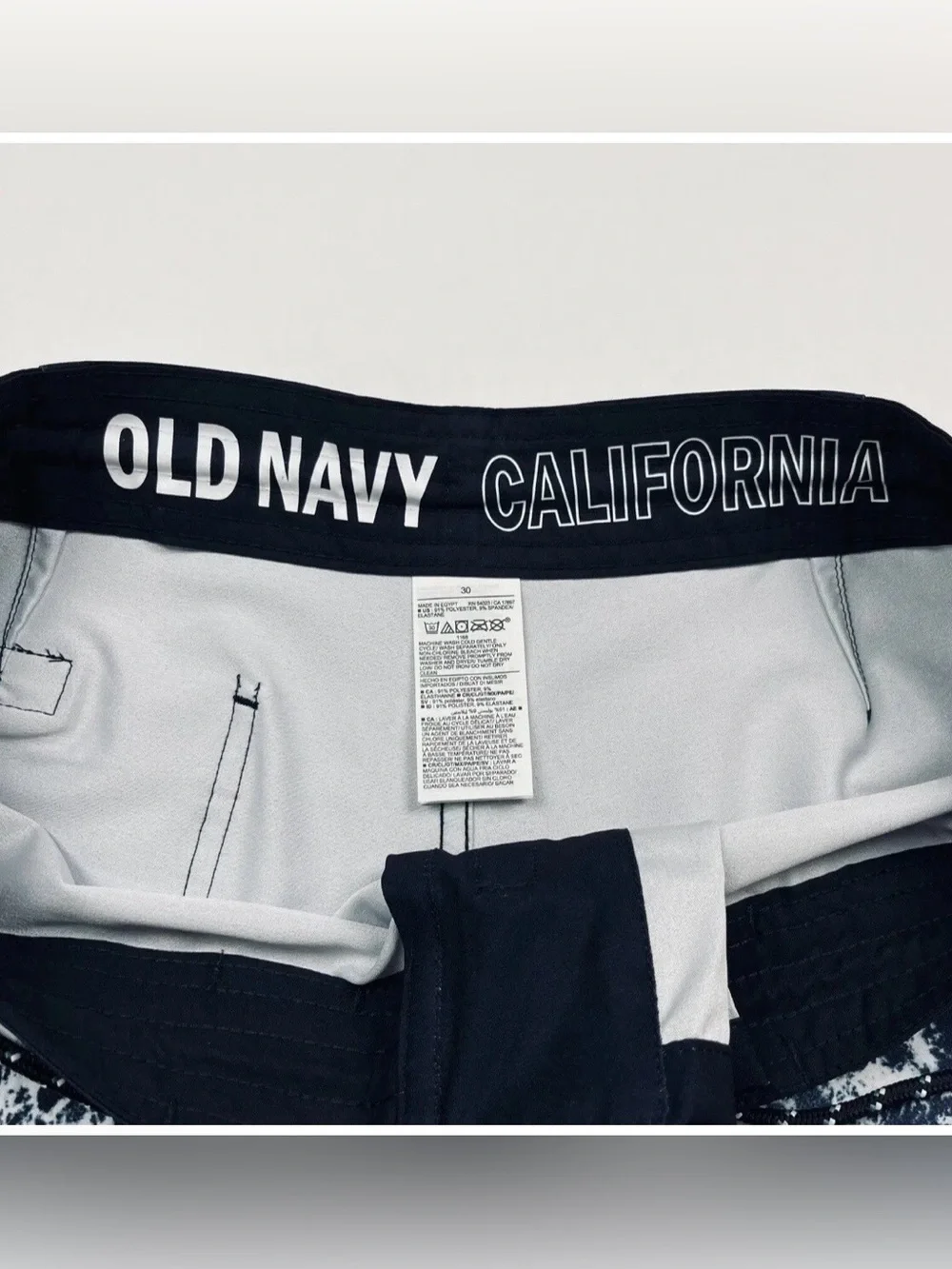 Old Navy Board Shorts Men’s Size 30 Blue White Beach Surf Swim Trunks UPF NWT